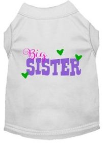 Big Sister Screen Print Dog Shirt White Med