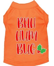 Bah Humbug Screen Print Dog Shirt Orange Med