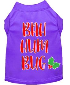 Bah Humbug Screen Print Dog Shirt Purple Med