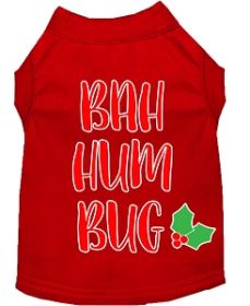 Bah Humbug Screen Print Dog Shirt Red Med