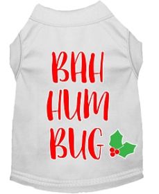 Bah Humbug Screen Print Dog Shirt White Med