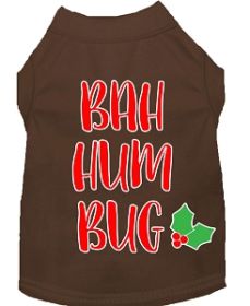 Bah Humbug Screen Print Dog Shirt Brown Lg