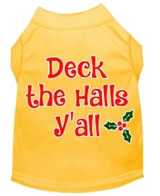 Deck the Halls Y'all Screen Print Dog Shirt Yellow Lg