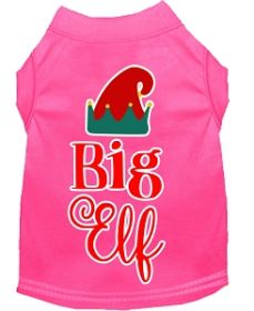 Big Elf Screen Print Dog Shirt Bright Pink Med