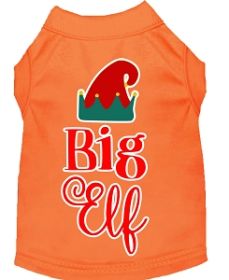 Big Elf Screen Print Dog Shirt Orange Med