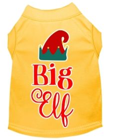 Big Elf Screen Print Dog Shirt Yellow Med