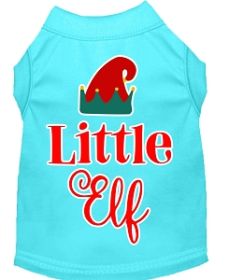 Little Elf Screen Print Dog Shirt Aqua Med