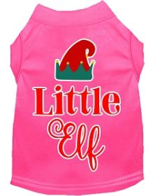 Little Elf Screen Print Dog Shirt Bright Pink Med