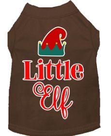 Little Elf Screen Print Dog Shirt Brown Med