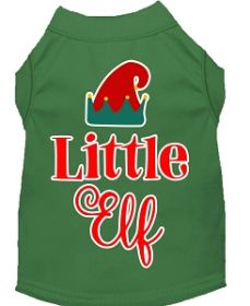 Little Elf Screen Print Dog Shirt Green Med