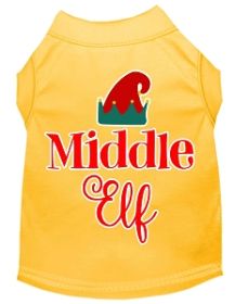 Middle Elf Screen Print Dog Shirt Yellow Lg