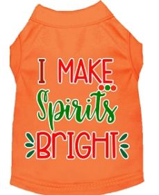 I Make Spirits Bright Screen Print Dog Shirt Orange Med