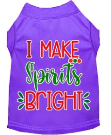 I Make Spirits Bright Screen Print Dog Shirt Purple Med