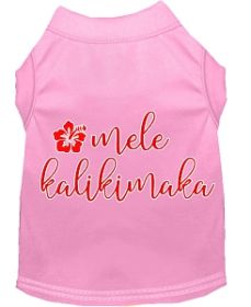 Mele Kalikimaka Screen Print Dog Shirt Light Pink Med