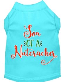 Son of a Nutcracker Screen Print Dog Shirt Aqua Med