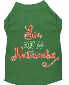 Son of a Nutcracker Screen Print Dog Shirt Green Med