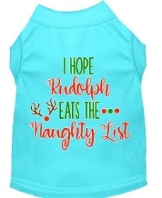 Hope Rudolph Eats Naughty List Screen Print Dog Shirt Aqua XL