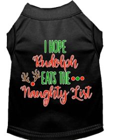 Hope Rudolph Eats Naughty List Screen Print Dog Shirt Black Med