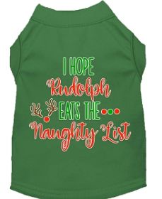 Hope Rudolph Eats Naughty List Screen Print Dog Shirt Green Med