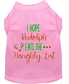 Hope Rudolph Eats Naughty List Screen Print Dog Shirt Light Pink Med