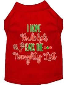 Hope Rudolph Eats Naughty List Screen Print Dog Shirt Red Lg