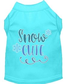 Snow Cute Screen Print Dog Shirt Aqua Med