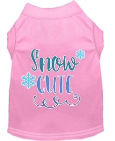 Snow Cute Screen Print Dog Shirt Light Pink Med