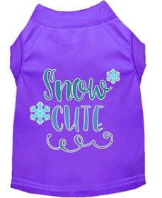 Snow Cute Screen Print Dog Shirt Purple Med