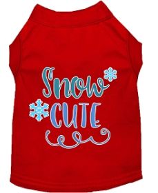 Snow Cute Screen Print Dog Shirt Red Lg