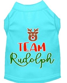 Team Rudolph Screen Print Dog Shirt Aqua Med