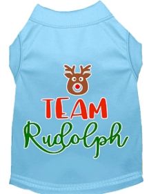 Team Rudolph Screen Print Dog Shirt Baby Blue Med