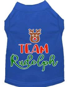 Team Rudolph Screen Print Dog Shirt Blue Med