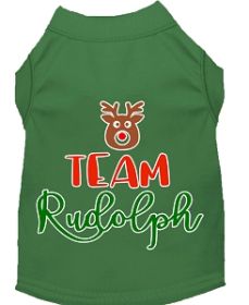 Team Rudolph Screen Print Dog Shirt Green Med