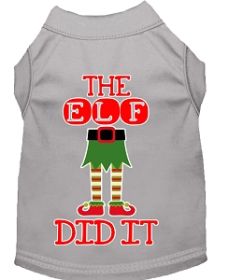 The Elf Did It Screen Print Dog Shirt Grey Med