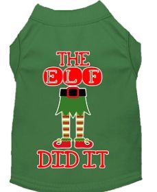 The Elf Did It Screen Print Dog Shirt Green Lg