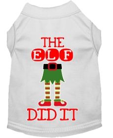 The Elf Did It Screen Print Dog Shirt White Lg