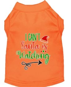 I Can't, Santa is Watching Screen Print Dog Shirt Orange Med