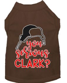 You Serious Clark? Screen Print Dog Shirt Brown Med