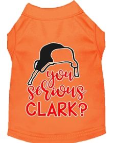 You Serious Clark? Screen Print Dog Shirt Orange Med