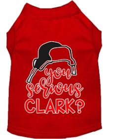 You Serious Clark? Screen Print Dog Shirt Red Lg