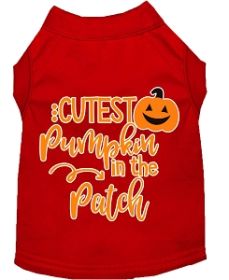 Cutest Pumpkin in the Patch Screen Print Dog Shirt Red Med