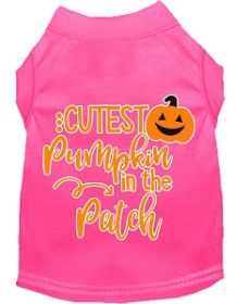 Cutest Pumpkin in the Patch Screen Print Dog Shirt Bright Pink Lg