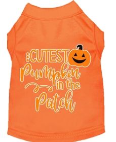 Cutest Pumpkin in the Patch Screen Print Dog Shirt Orange Lg