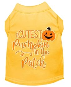 Cutest Pumpkin in the Patch Screen Print Dog Shirt Yellow Lg