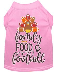 Family, Food, and Football Screen Print Dog Shirt Light Pink Lg