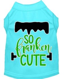 So Franken Cute Screen Print Dog Shirt Aqua Med