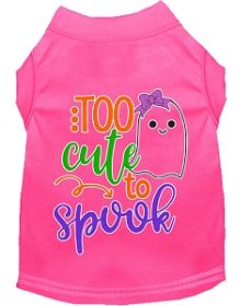 Too Cute to Spook-Girly Ghost Screen Print Dog Shirt Bright Pink Med