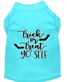 Trick or Treat Yo' Self Screen Print Dog Shirt Aqua Lg