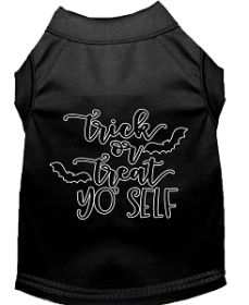 Trick or Treat Yo' Self Screen Print Dog Shirt Black Lg