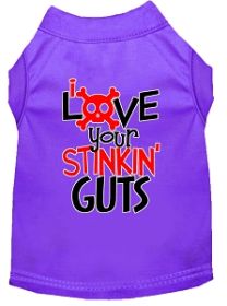 Love your Stinkin Guts Screen Print Dog Shirt Purple Med